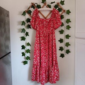SHEIN Red Floral Maxi Dress